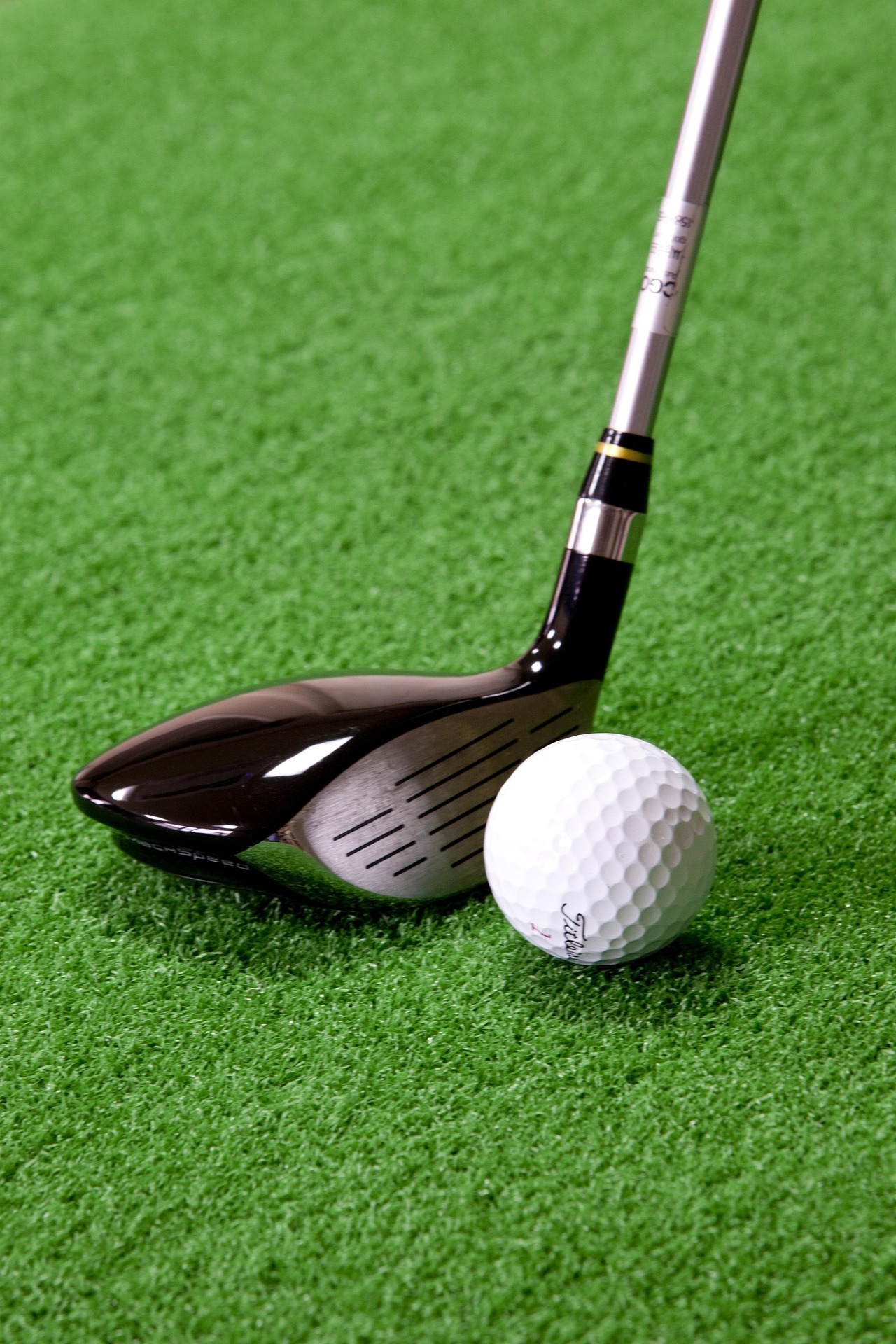 Golf House driver and ball on the tee
